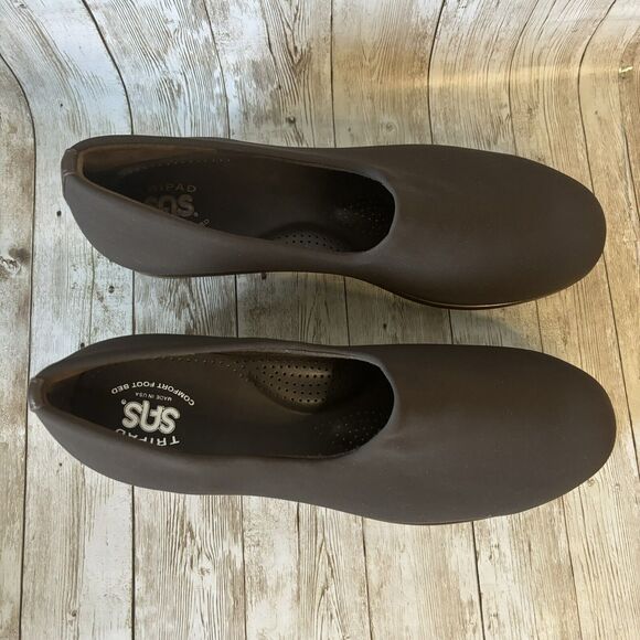 SAS BLISS Slip-On Wedge Shoes Brown Stretch Loafer Tripad Comfort USA Size 10 M - Picture 2 of 9